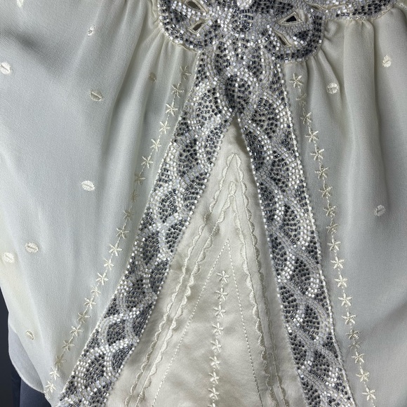 5/48 SILK VELVET STRAP CRISS CROSS BEADED EVENING BLOUSE NWT - Picture 12 of 16